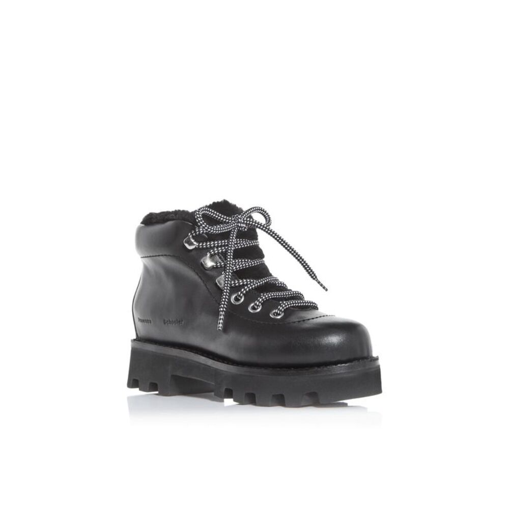 PROENZA SCHOULER Womens Black Round Toe Block Heel Leather Hiking Boots 40